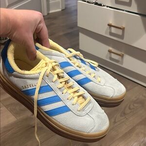 Adidas Gazelle Light Blue and Yellow Sneakers